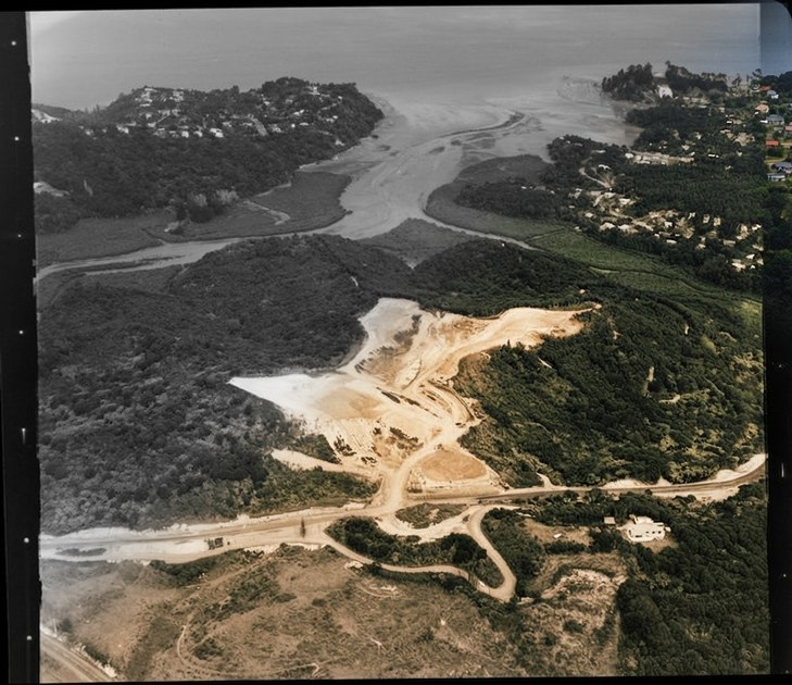 Laingholm, Waitakere City, featuring quarry [sandstone? A B Bricks Limited?], and including Laingholm Bay and South Titirangi