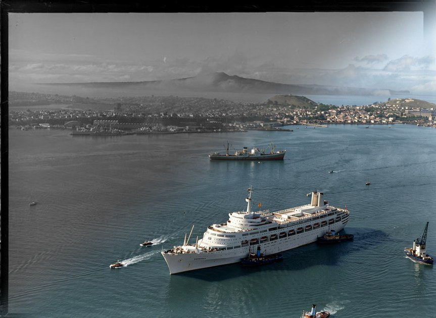The passenger ship Canberra on Waitemata Harbour, Auckland