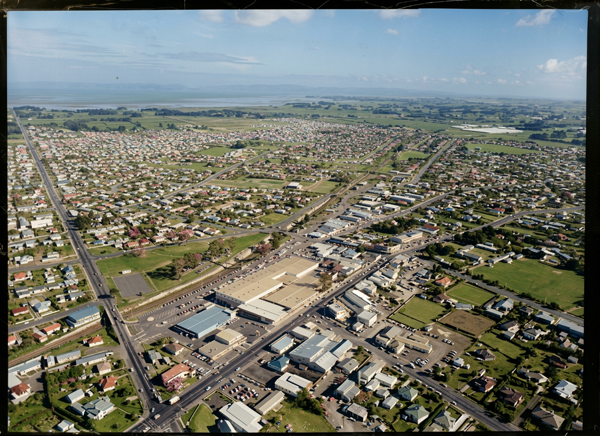 AI colourised photograph: Manurewa, Auckland