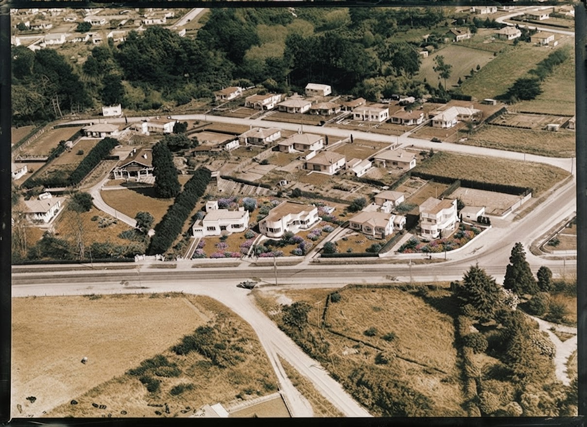 AI colourised photograph: Hamilton, Waikato Region