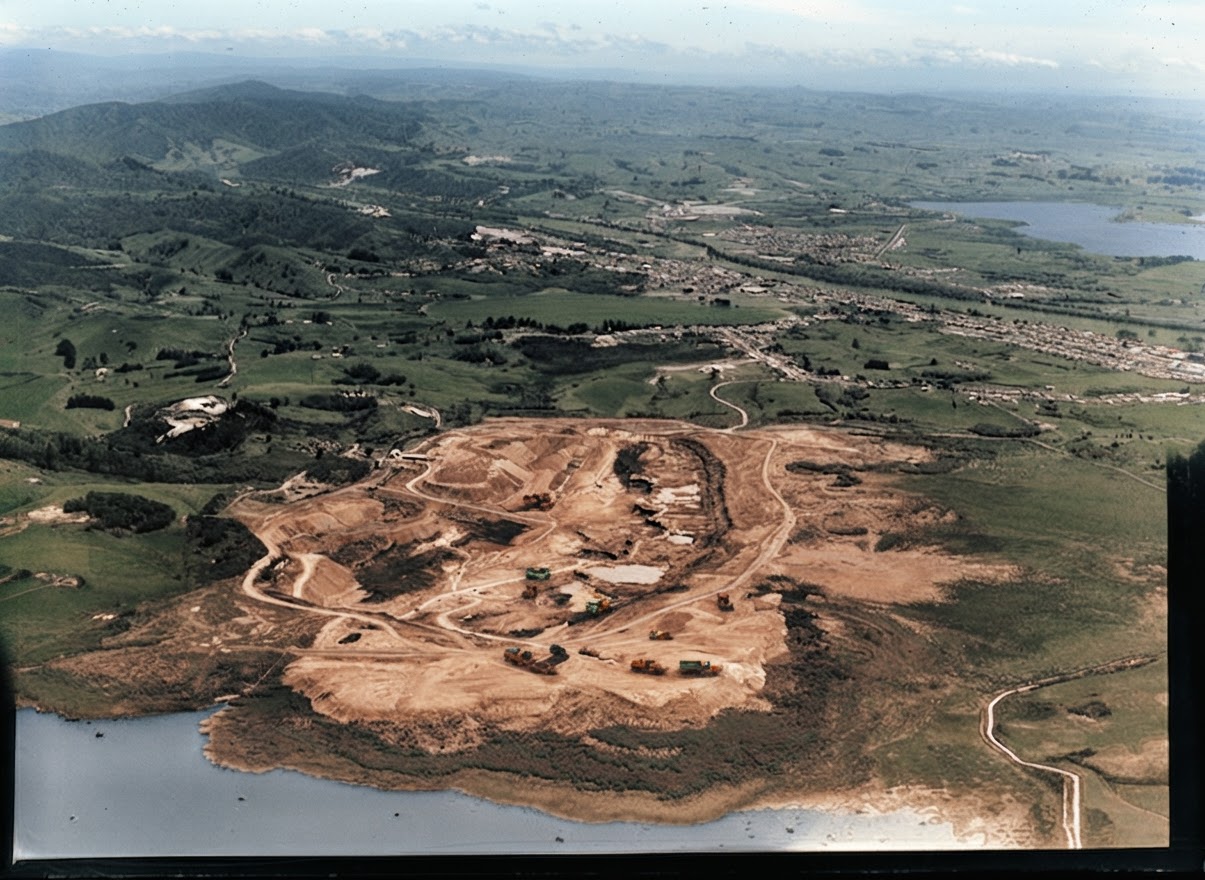 AI colourised photograph: Kimihia Mine, Huntly, Waikato Region