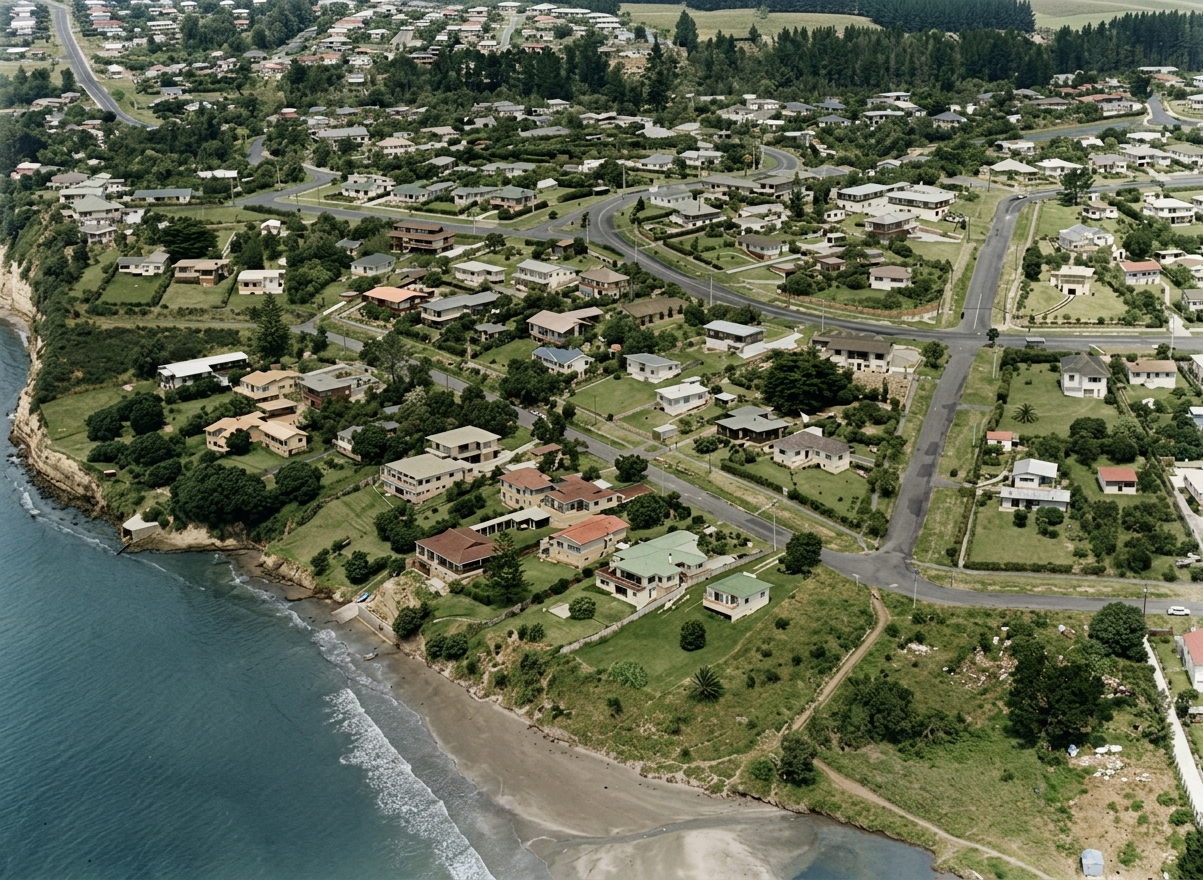 AI colourised photograph: St Heliers Bay, Auckland