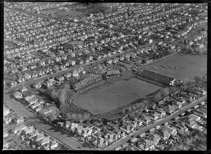 Original photograph: 1956 Springbok rugby union football tour, match between Springbok and Auckland, Eden Park, Auckland