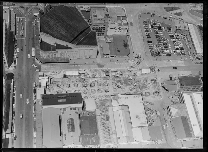 Original photograph: Auckland Civic Centre under construction by Williams Construction Company, Auckland City