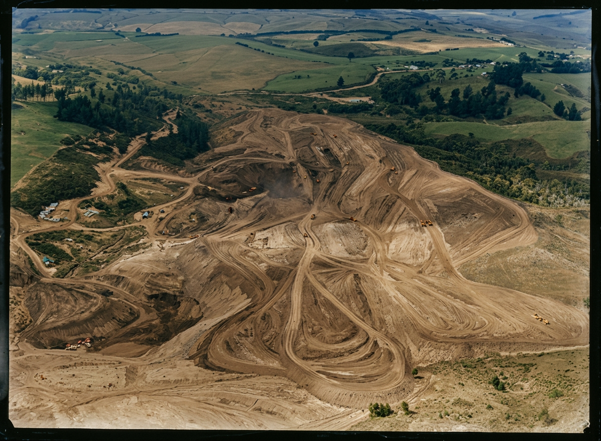 AI colourised photograph: Stevenson McDonald mine, Huntly