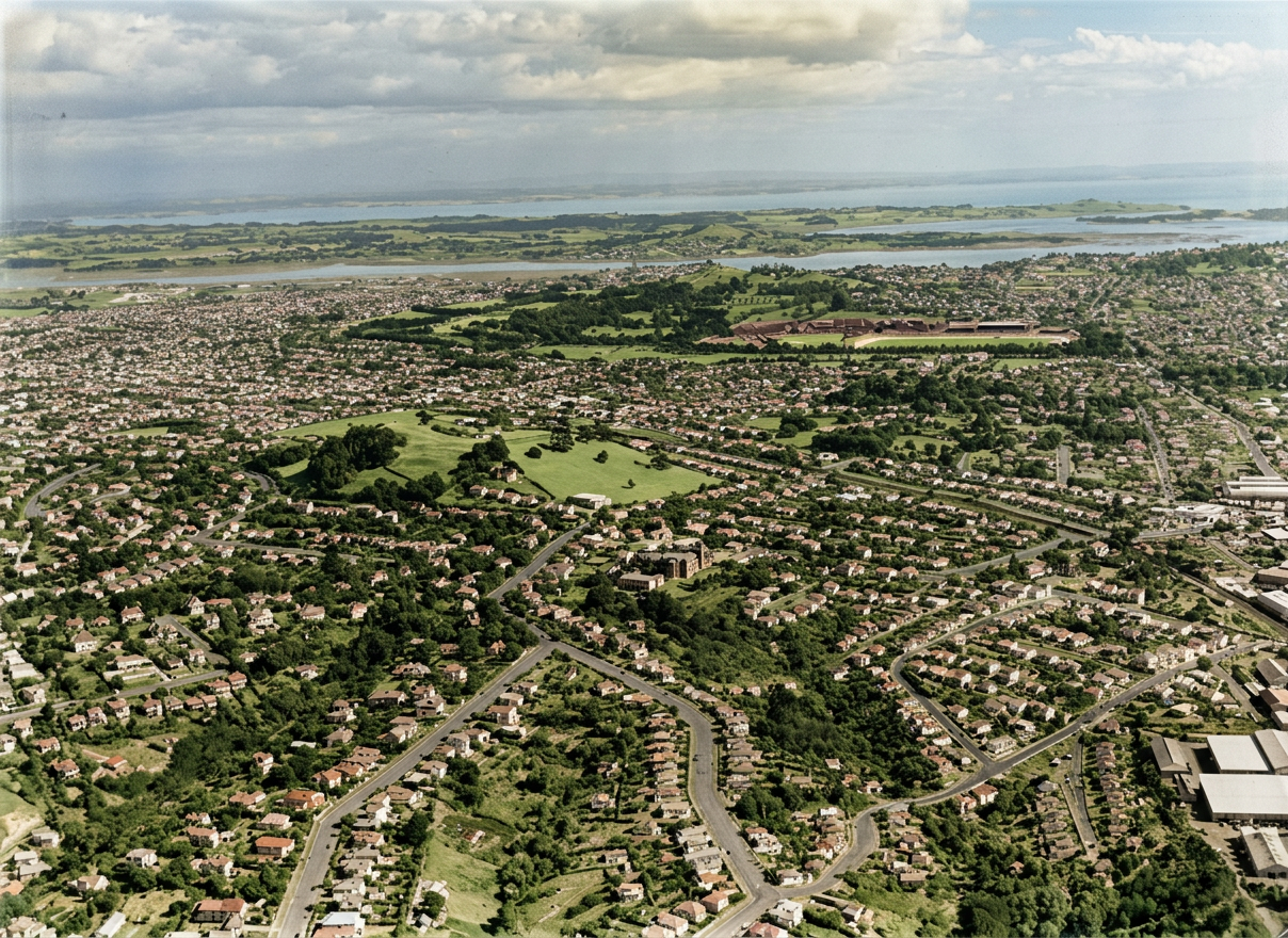 AI colourised photograph: Mount Hobson, Remuera, Auckland