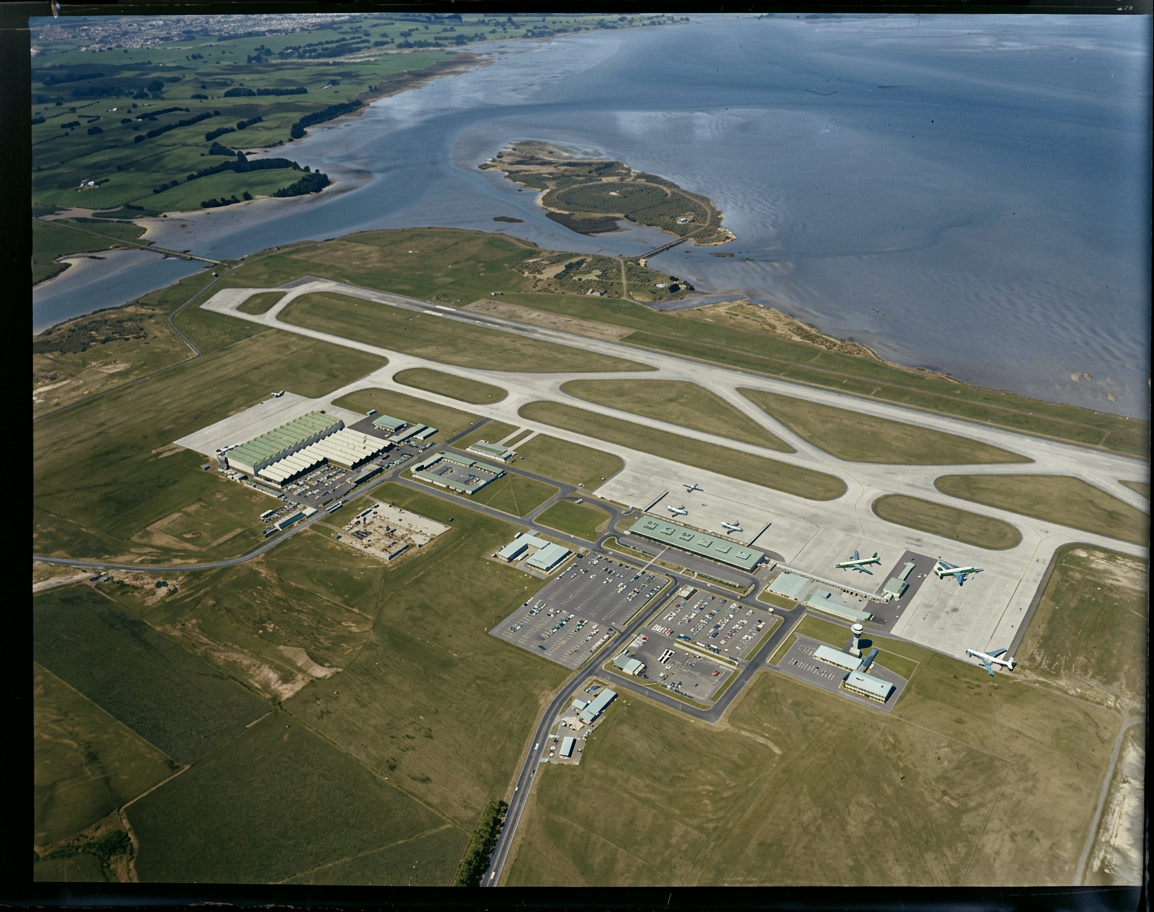 AI colourised photograph: Auckland Airport, Mangere, Auckland
