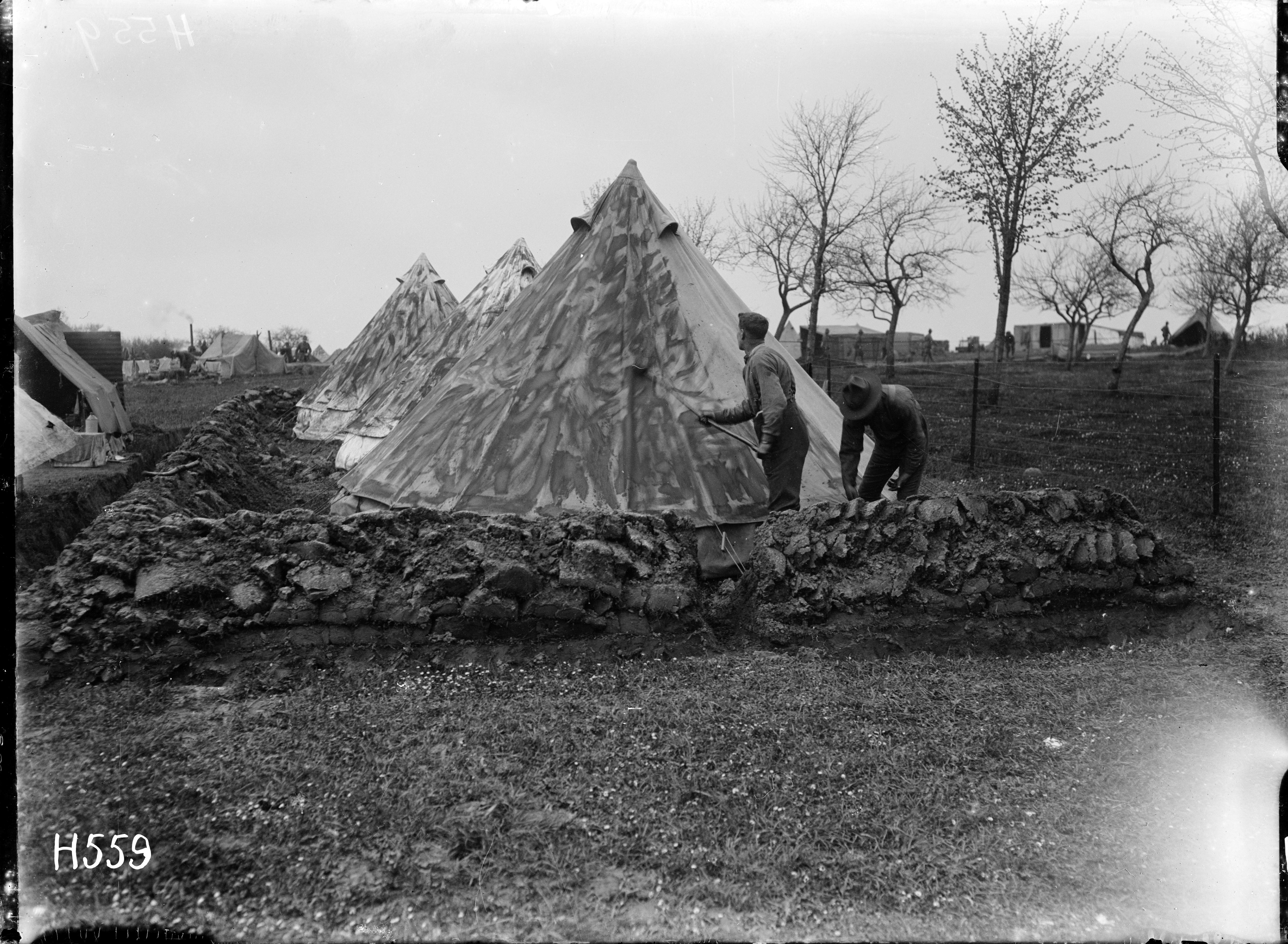 Original photograph: Camouflaging army tents during World War I, France