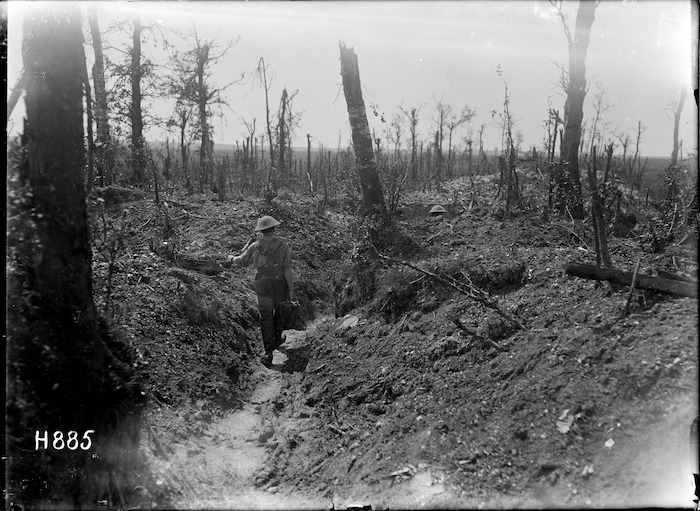 Original photograph: Taking water to the front line in World War I, Rossignol Wood, France