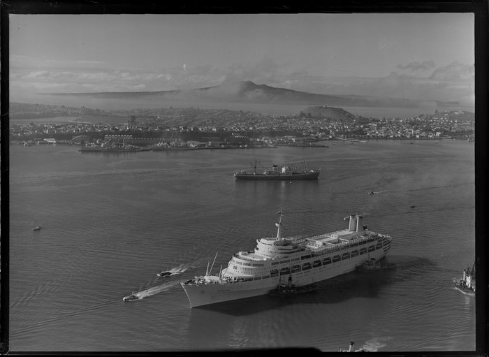 Original photograph: The passenger ship Canberra on Waitemata Harbour, Auckland