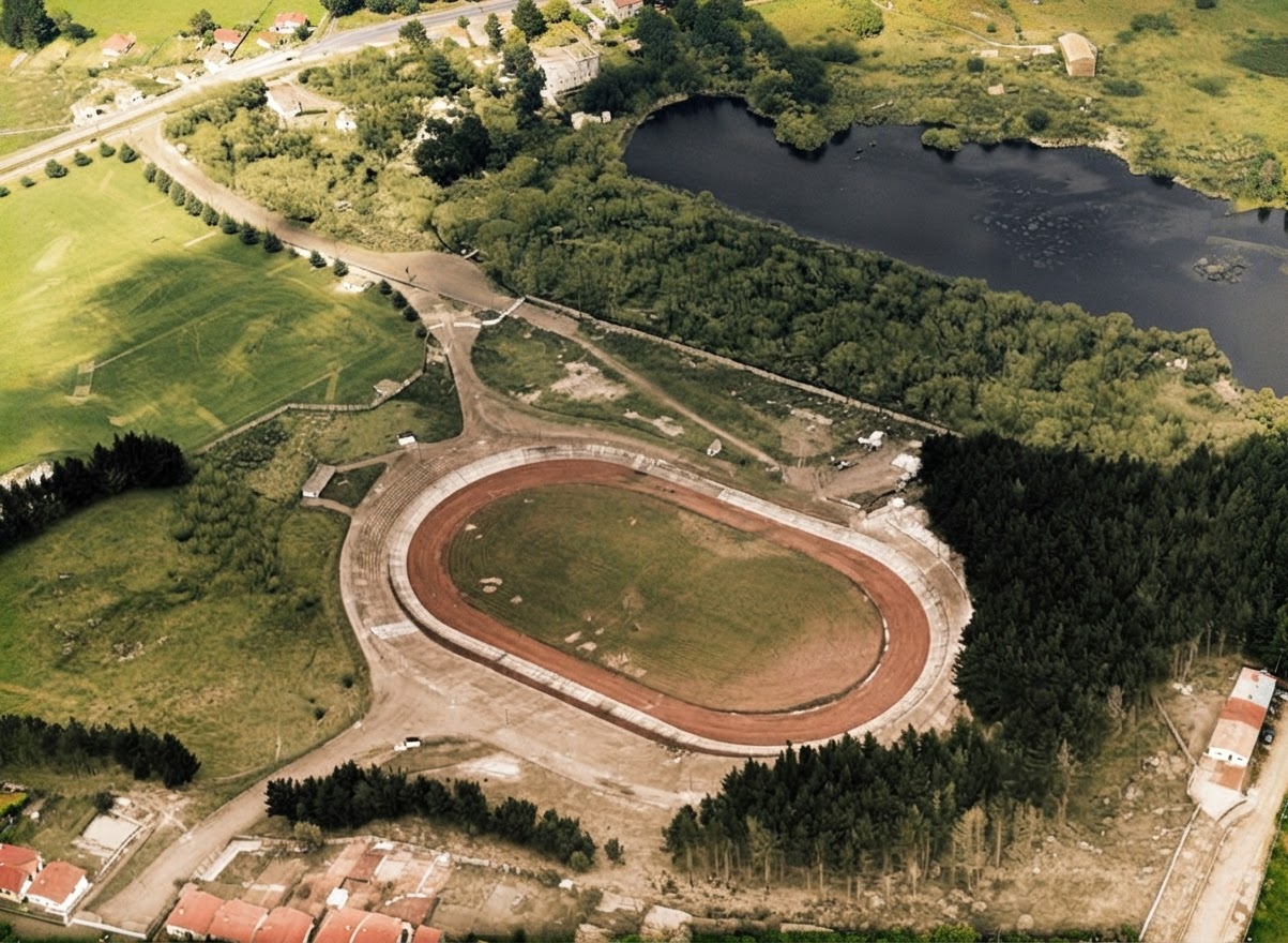 AI colourised photograph: Western Springs Stadium, Auckland