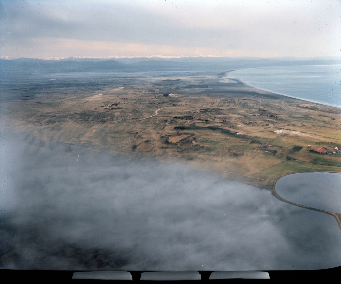 AI colourised photograph: Smog in Christchurch, Canterbury Region
