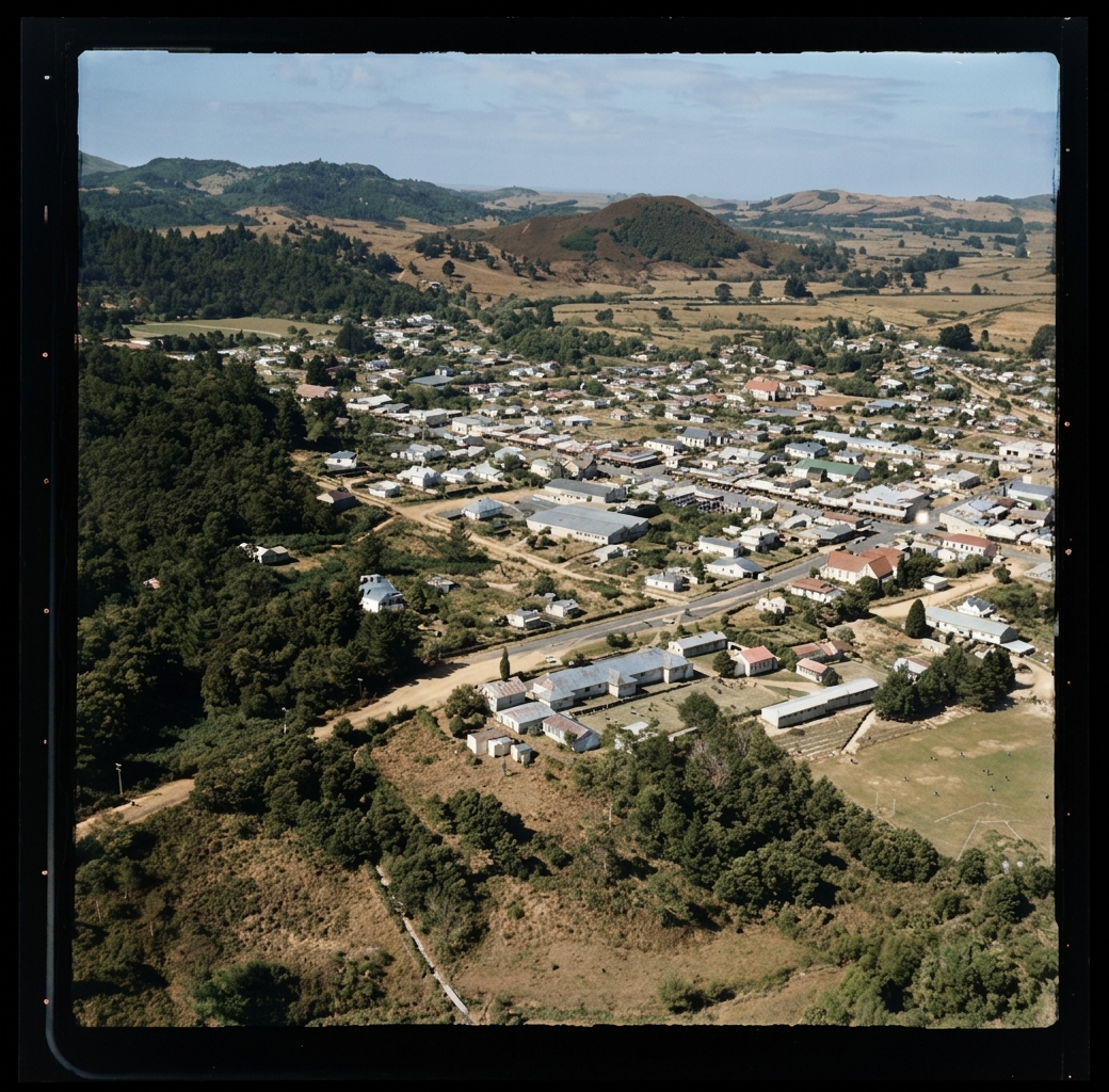 AI colourised photograph: Waihi, Hauraki District, Waikato
