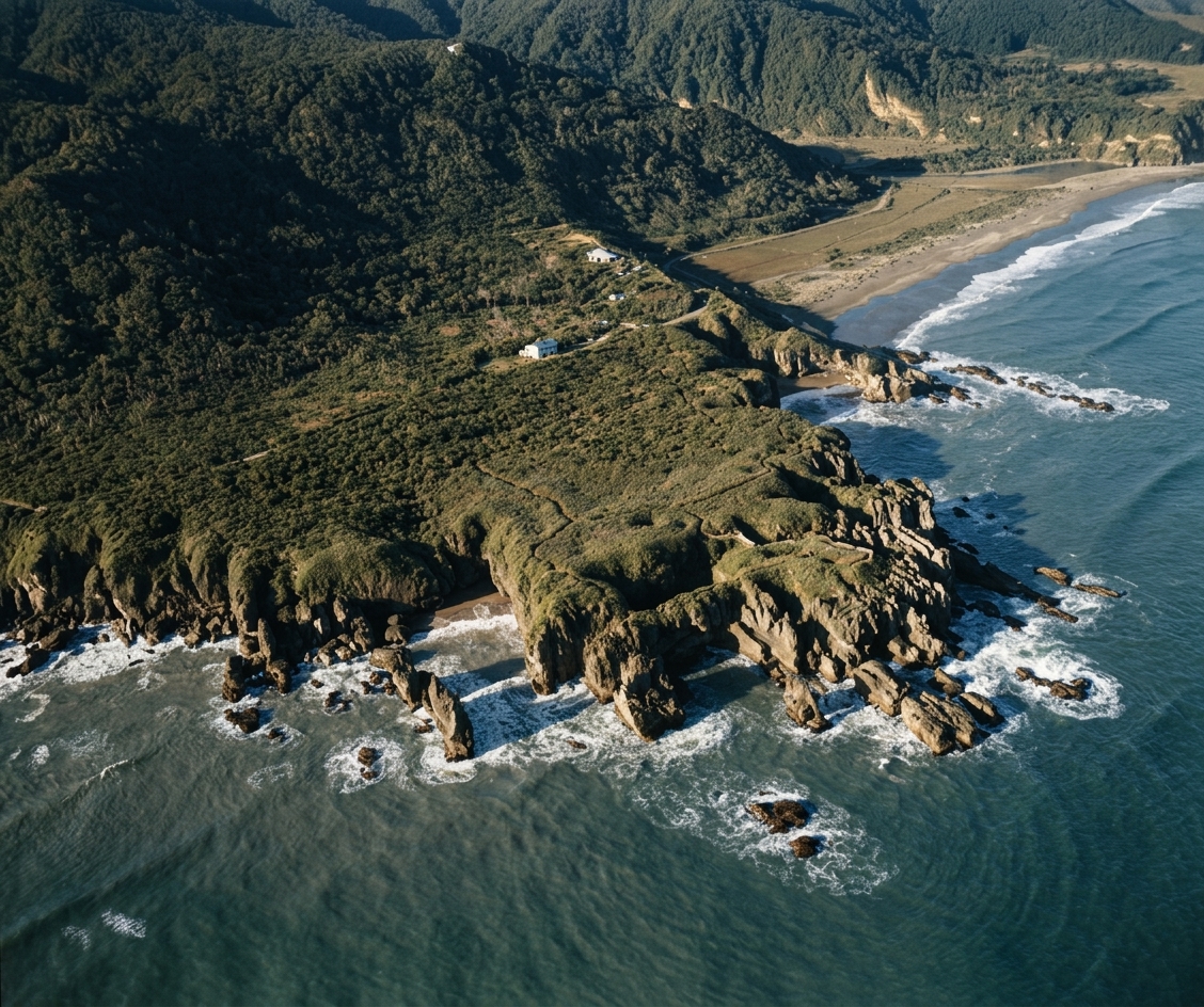 AI colourised photograph: Punakaiki Rocks, Buller District, West Coast Region