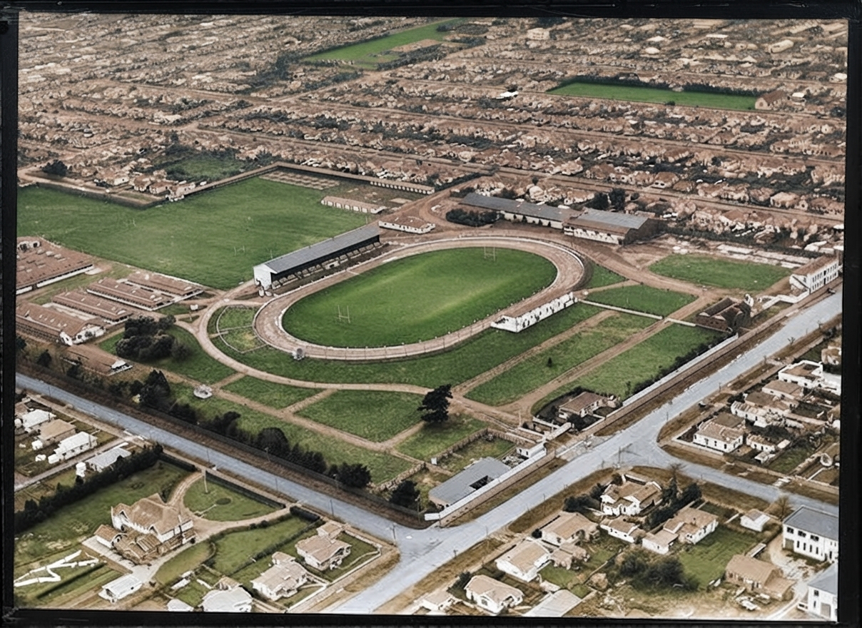 AI colourised photograph: Palmerston North racecourse