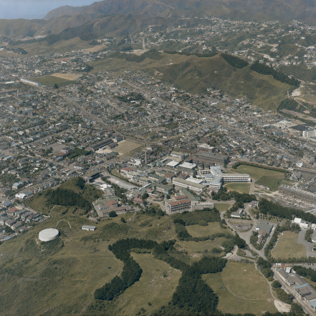 AI colourised photograph: Wellington Public Hospital, Wellington