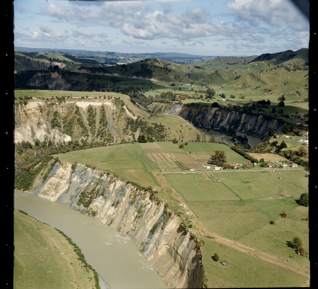 AI colourised photograph: Mangaweka, Rangitikei District