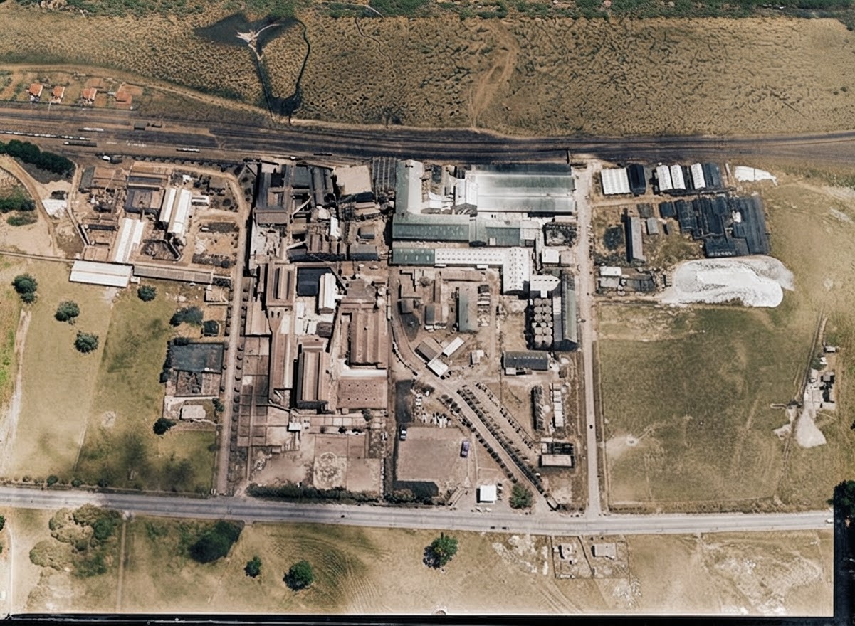 AI colourised photograph: Westfield Chemical Manure Works, Auckland