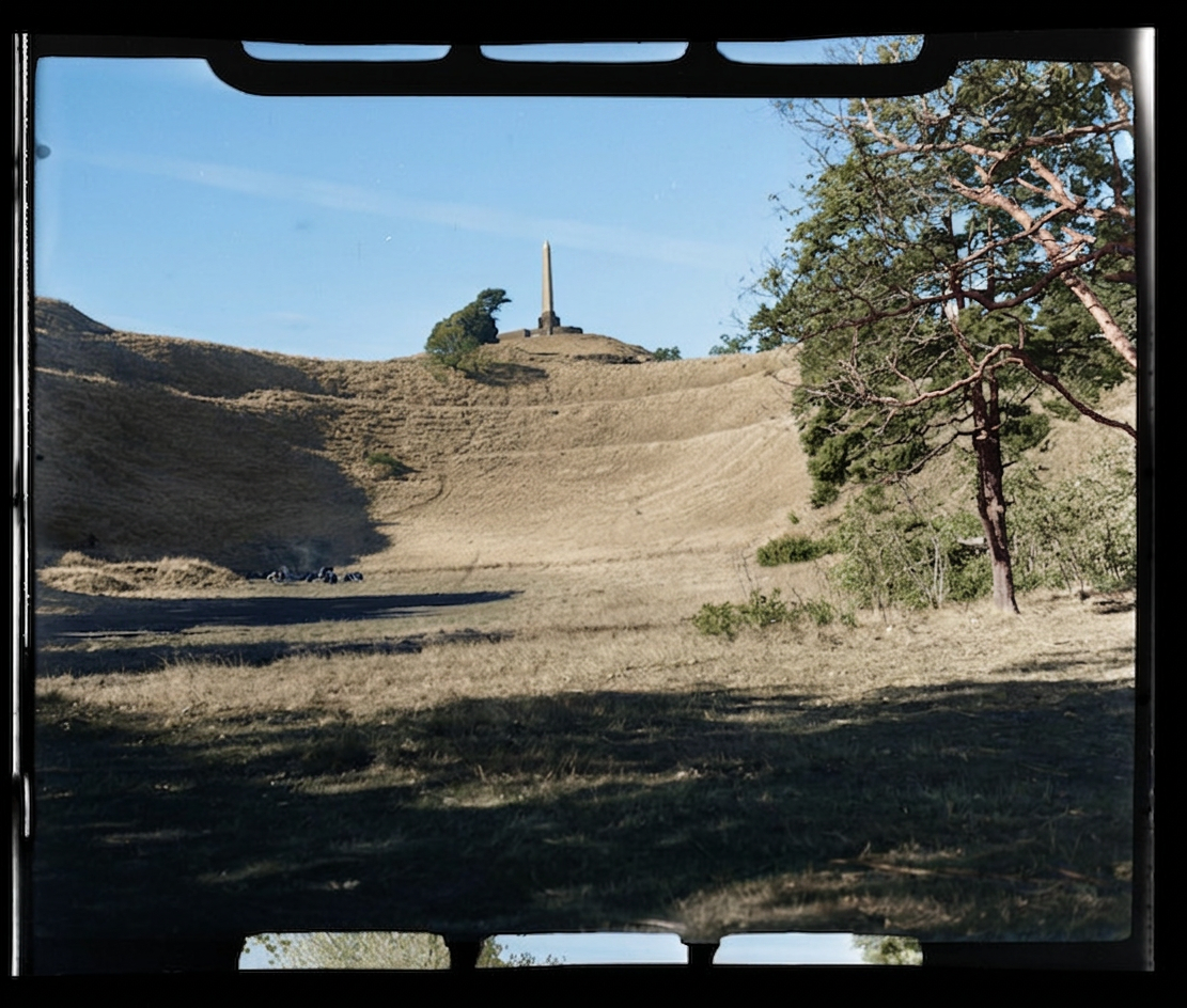 AI colourised photograph: One Tree Hill, Auckland City