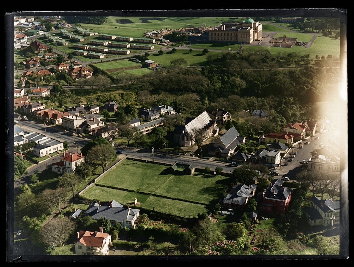 AI colourised photograph: Saint Mary's Cathedral Church, Parnell, Auckland