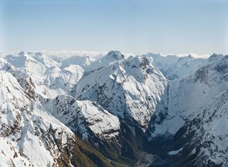 Mountains between Mt Aspiring and Milford Sound, Mt Pembroke in the centre